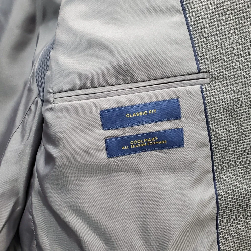Stafford Coolmax Blazer Mens 48L Multi Wool Blend Performance Classic Fit Notch